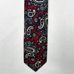 Vintage Beau Brummel Men’s Neck Tie 4” Maroon Green Beige Paisley Necktie